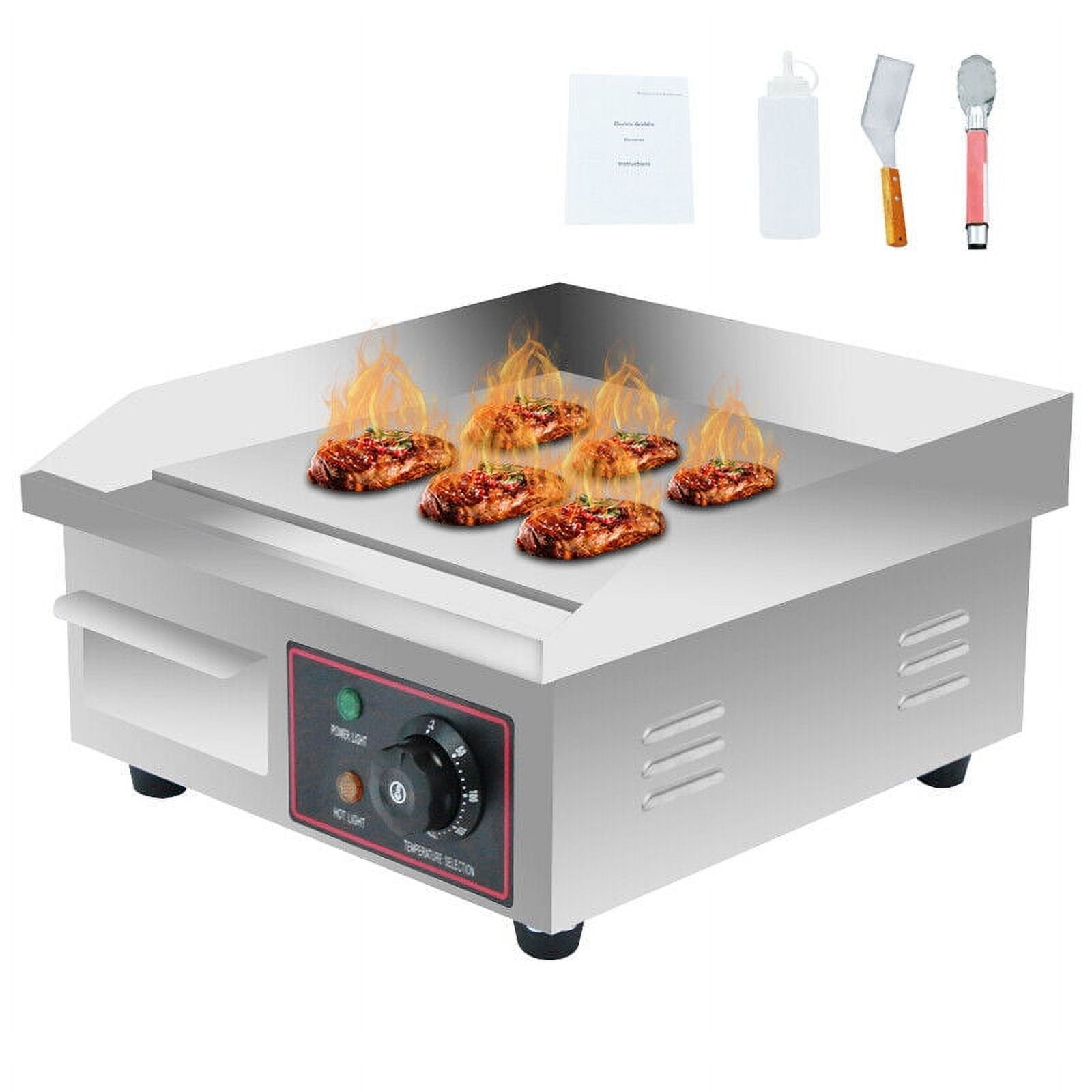 15" Commercial Electric Countertop Flat Top Griddle 1500W NonStick Stainless Steel 50℃300℃/122