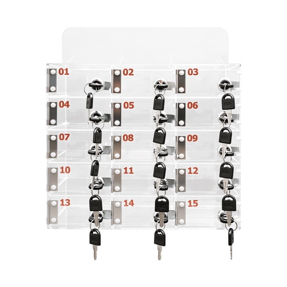 15-Compartment Locking Cell Phone Storage Cabinet, Clear Acrylic Phone Locker with Individual Keys & Numbered Labels Wall-Mount or Desktop for Classroom & Office