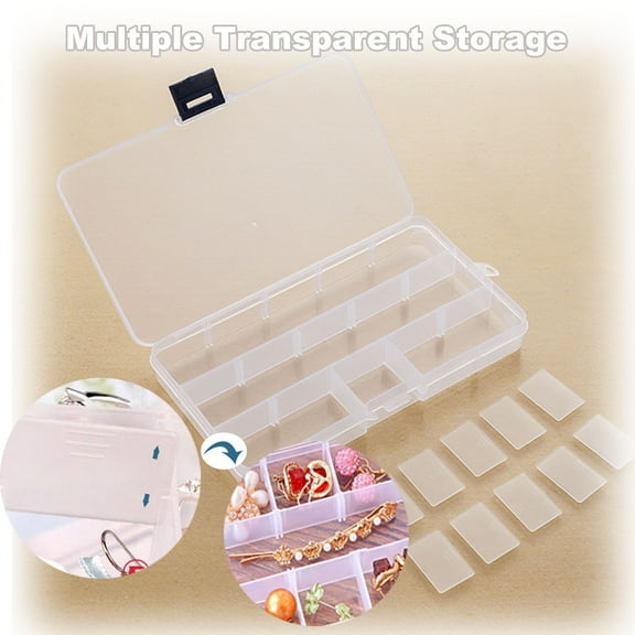 15 Compartments Storage Box, Transparent Plastic Grid Box Storage Organizer, Clear Tiny Fishing Lure Bait Hooks Storage Box for Jewelry Making Organizer, Organizing Small Parts