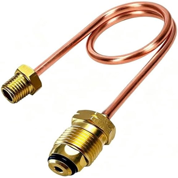 15" Copper Propane Pigtail Hose, POL (CGA-510) x 1/4" NPT Male, 1100000 BTU, For 5–100lb LP Tank To Integral Stage Regulator