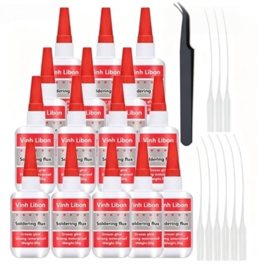 15 Count 50ml High Strength Oily Welding Adhesive Glue, Universal Soldering Flux Super Bond Glue, Waterproof Multipurpose Craft Repair Glue Set