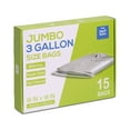 thumbnail image 1 of 15 Count - Large Plastic Zip Bags, 3 Gallon Size (16" x 18"), Jumbo Storage Bags, 3 Mils, Food-Contact Safe, BPA-Free, Ideal for Seasonal Items, Clothes, Moving, and Other Storage Needs, Clear, 1 of 6