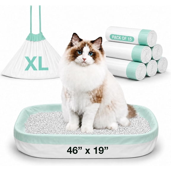 15 Count Litter Box Liners, 46x19 Inches - Extra Thick, Heavy Duty