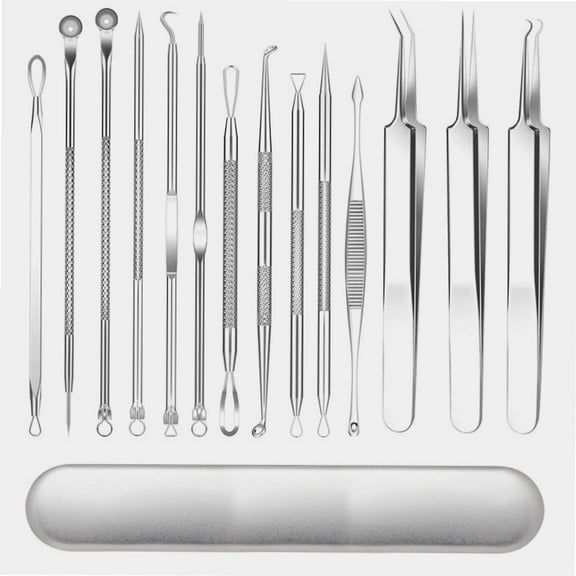 15 Counts Acne Needle Set, Cell Forceps, Blackhead Remover, Pimple Tweezers, Needle for Squeezing Acne, Beauty Needle set