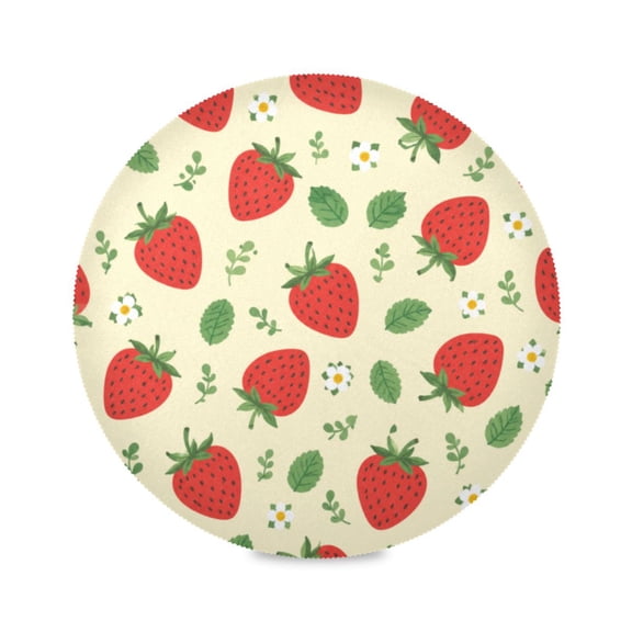 15" Cream Straw Printed Round Placemats Set of 1 Heat Resistant Table Mat for Kitchen for Party Deco