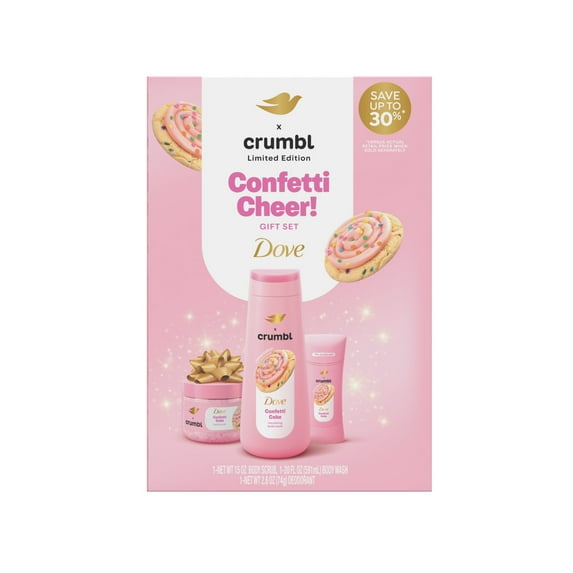 Dove Crumbl Limited Edition Confetti Cake Body Care Gift Set, 3 Count