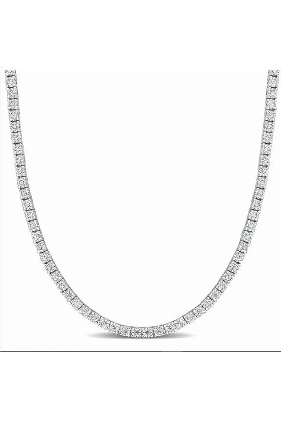 15 Ct Round-Cut Lab Created 3MM Diamond 18inch Tennis Necklace 14K White Gold Plated