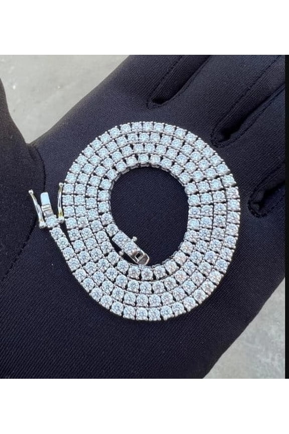 15 Ct Round-Cut Lab Created 3MM Diamond 18inch Tennis Necklace 14K White Gold Plated