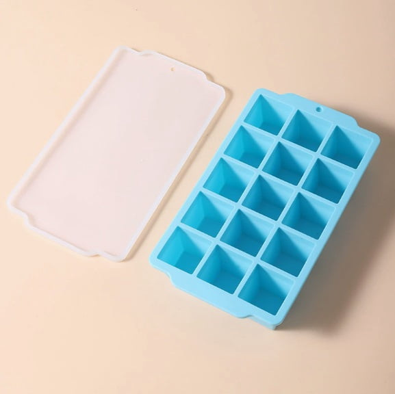 15-Cube Ice Cube Tray with Lid | Easy Press Ice Maker for Home | Food-Grade Freezer Storage Box