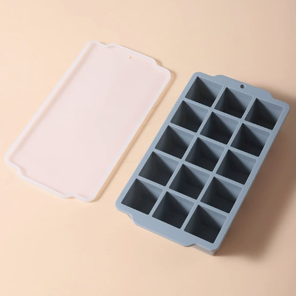 15-Cube Ice Cube Tray with Lid | Easy Press Ice Maker for Home | Food-Grade Freezer Storage Box