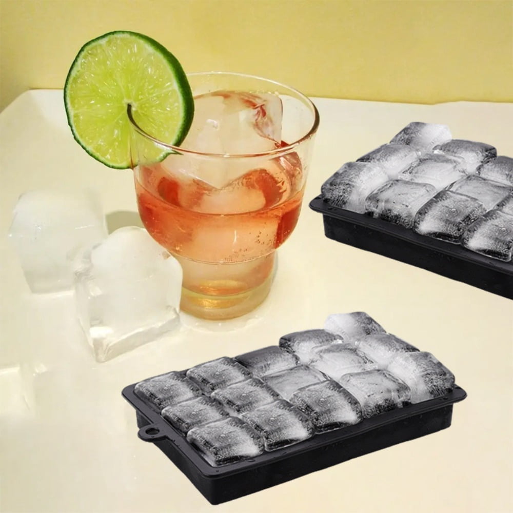 15-Cube Reusable Silicone Ice Tray with Lids & Grid Mold - Stackable Ice Maker, Easy-Release Square Ice Cubes for Cocktails, Whiskey, - Non-Stick Cube Molds (Compatible with Freezer)
