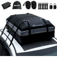 thumbnail image 1 of 15 Cubic ft Car Top Cargo Carrier Bag with Reflective Strip, 840D PVC Soft Roof Top Cargo Bag 100% Waterproof Fit for All Vehicle with/without Rack, Black, 1 of 8