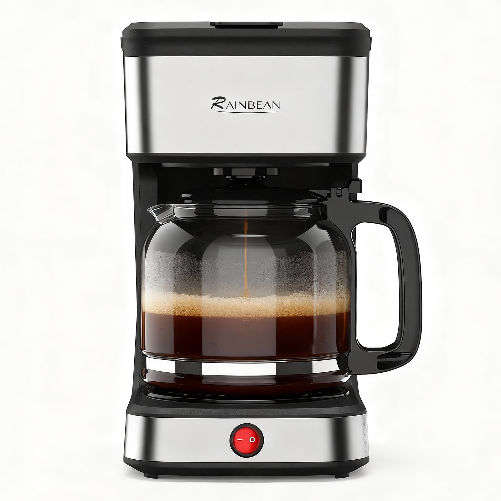 15-Cup Drip Coffee Maker, Home/Office Coffee Brewing Machine with Removable Filter, Glass Carafe and Heated Base, Black & Stainless Steel