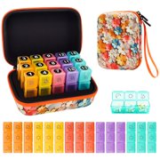 DIYING Pill Organizer, 15-Day Medicine Box with Hard Shell Case, 3 Times Daily Dosage Schedule, Plastic Rectangular Design, Includes Pill Cutter and Monthly Wee