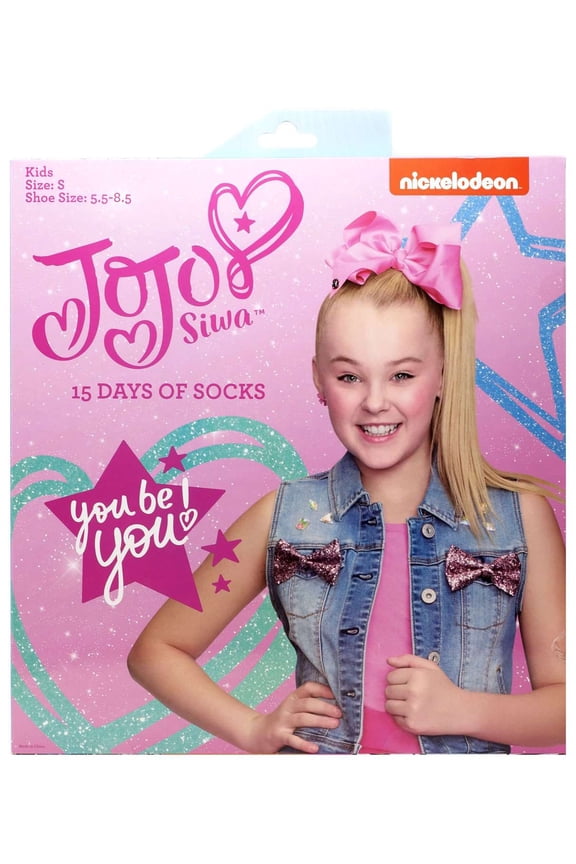 15 Days of Socks Kids JoJo Siwa 15-Pack (Size: Small, Shoe Size: 5.5 - 8.5)
