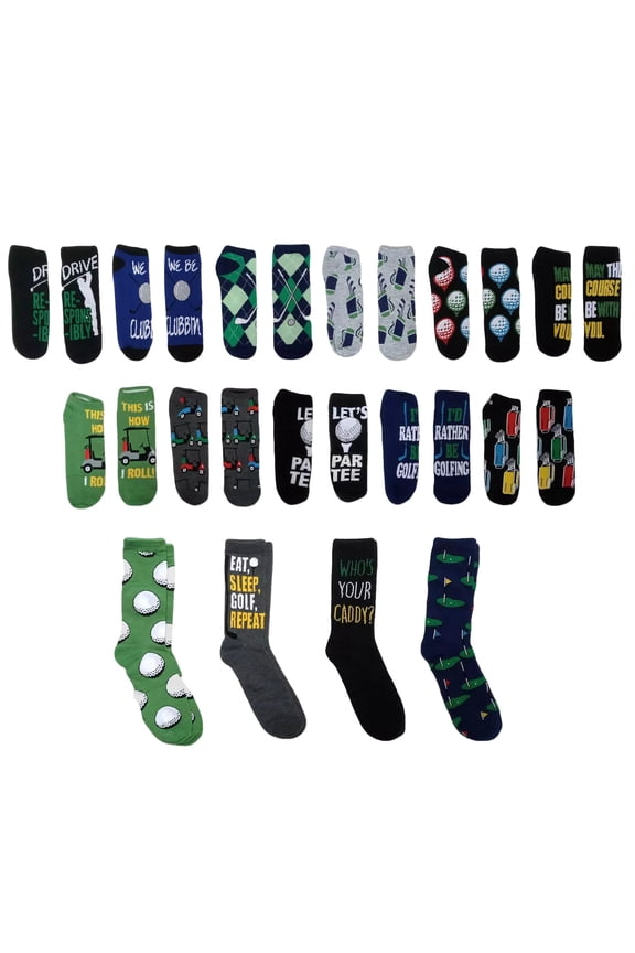 15 Days of Socks Men's Sports Themed Gift Set, Golf Or Football (Golf)