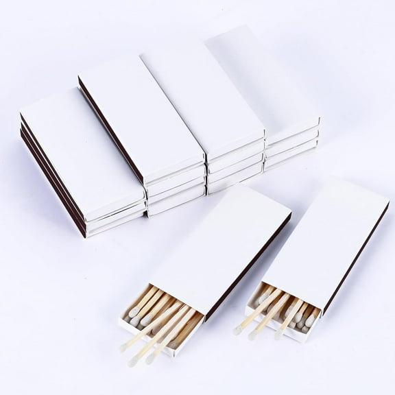 15 Decorative Matches Boxes - 3'' Long Matches for Candles with Strike, Long Wooden Candle Matches with White Matches Color Matches for Frill Fireplace -3'' White Matches and Set of 15 Matches Boxes