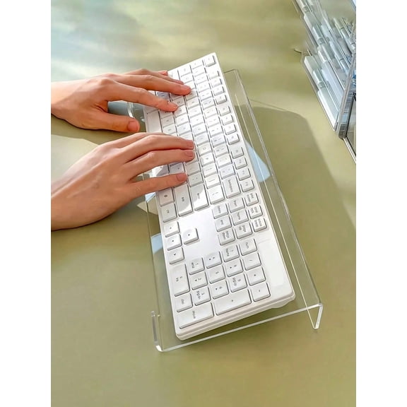 15 Degree Tilt Clear Acrylic Keyboard Stand, Ergonomic Wrist Rest Keyboard Riser for Home Office Typing, Transparent Minimalist Desktop Accessory, 1 Pack