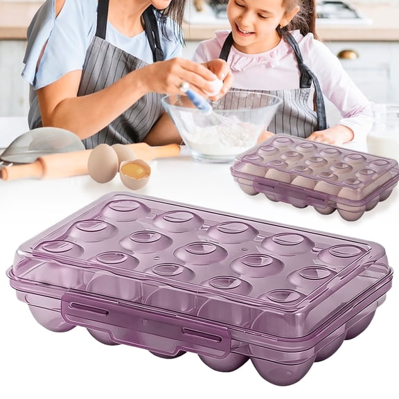 15 Deviled Egg Containers with Lid 15, Egg Holders for Refrigerator, Stackable Design with Secure Lid, Ideal for Kitchen and Camping(E)