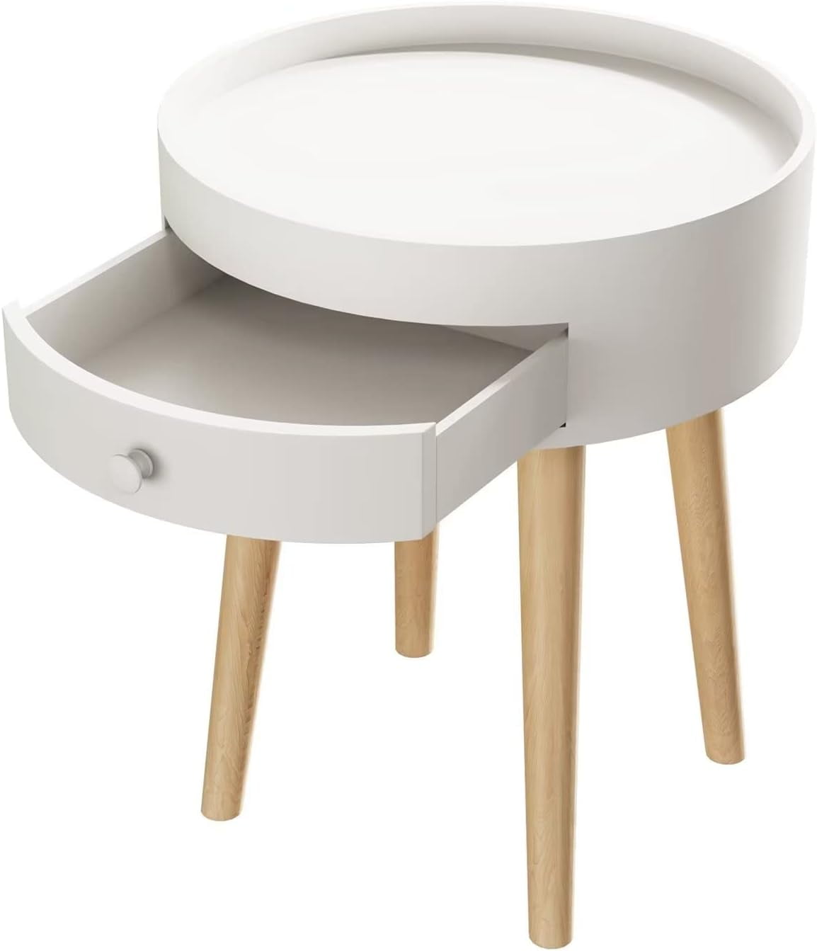 15''Dia×18''H Small Round Side Tables Living Room with Storage Drawer