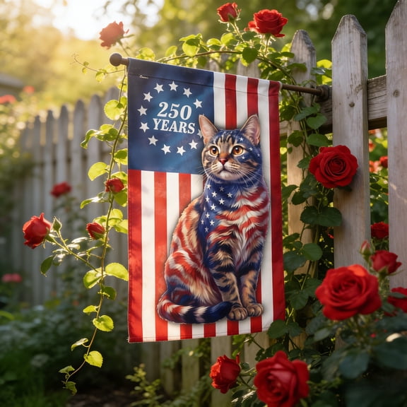 Under 15 Dollars! 250 Years America Garden Flag 12x18Inch,250 Anniversary USA Flag,Patriotic Cats Independence Day Outdoor Yard Porch Lawn Decor, Holiday Gift