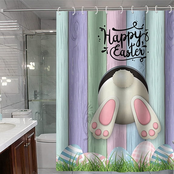 Under 15 Dollars! YZEGDCH Easter Shower Curtains, Spring Funny Shower Curtain for Bathroom, 72x72 Inches Waterproof Bath Curtains with Hooks for Decorations, Easter Gifts for Ki*ds Women Men