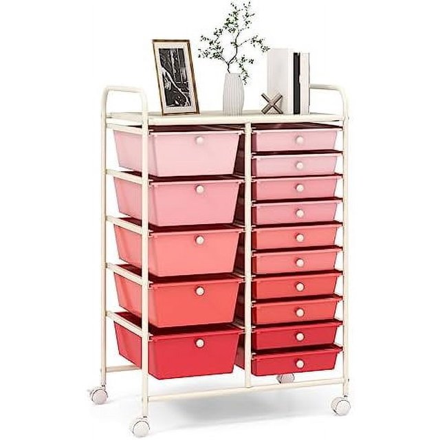 15Drawer Drawer Carts Mobile Rolling Utility Cart w/Wheels Craft