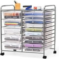 15Drawer Rolling Cart Multipurpose Mobile Utility Cart with 4 Wheels