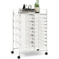 thumbnail image 1 of 15-Drawer Rolling Storage Cart, Multipurpose Rolling Storage Cart, Storage Organizer on Wheels, Durable Metal Frame, Scrapbook Paper Tools, Suitable for Office School (Clear), 1 of 18