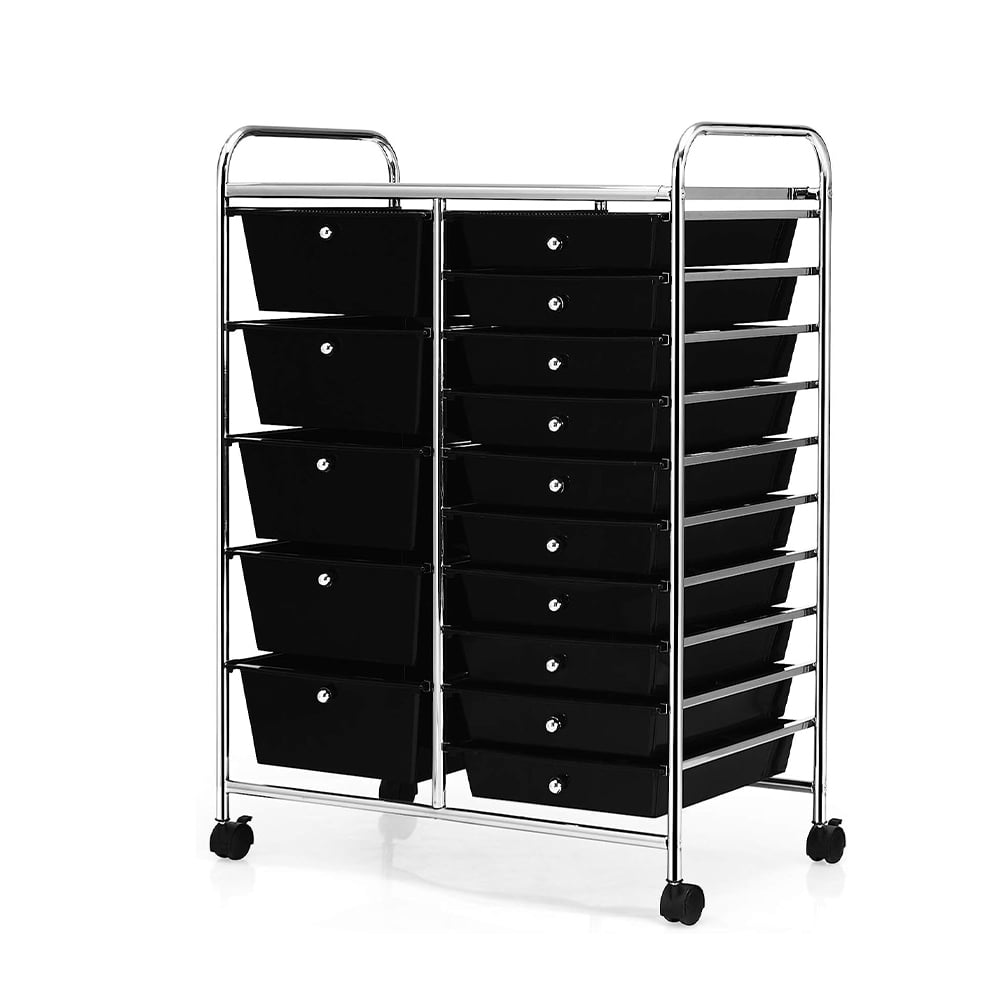 Storage Drawer Carts, 3-Drawer Organizer with Black Casters, Rolling  Utility Cart for School, Entryway, Office, Bathroom, 2-Pack 