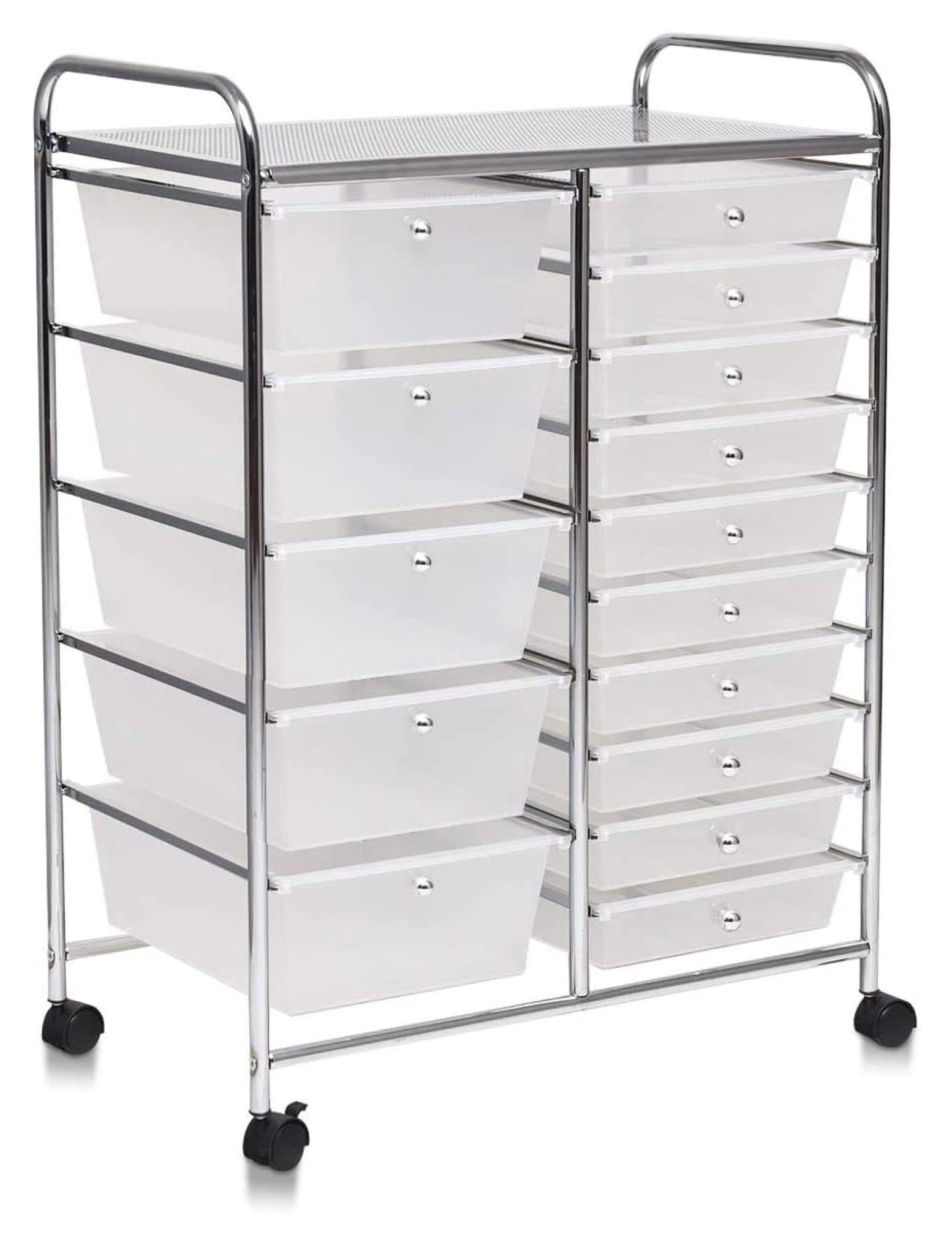 Costway 15 Drawer Rolling Storage Cart Tools Scrapbook Paper Office School Organizer Multicolored