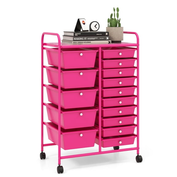 15-Drawer Utility Rolling Organizer Cart Multi-Use Storage