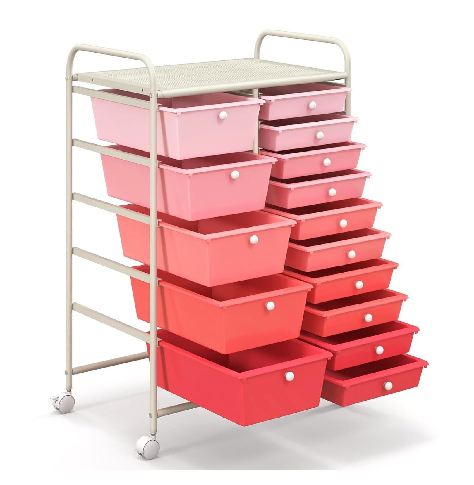 15 Drawers Rolling Storage Cart, Multipurpose Craft Storage Cart with