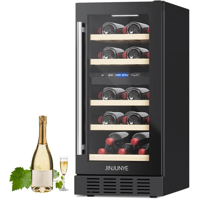 15" Dual Zone Wine Cooler, 25 Bottle Wine Refrigerator Fridge
