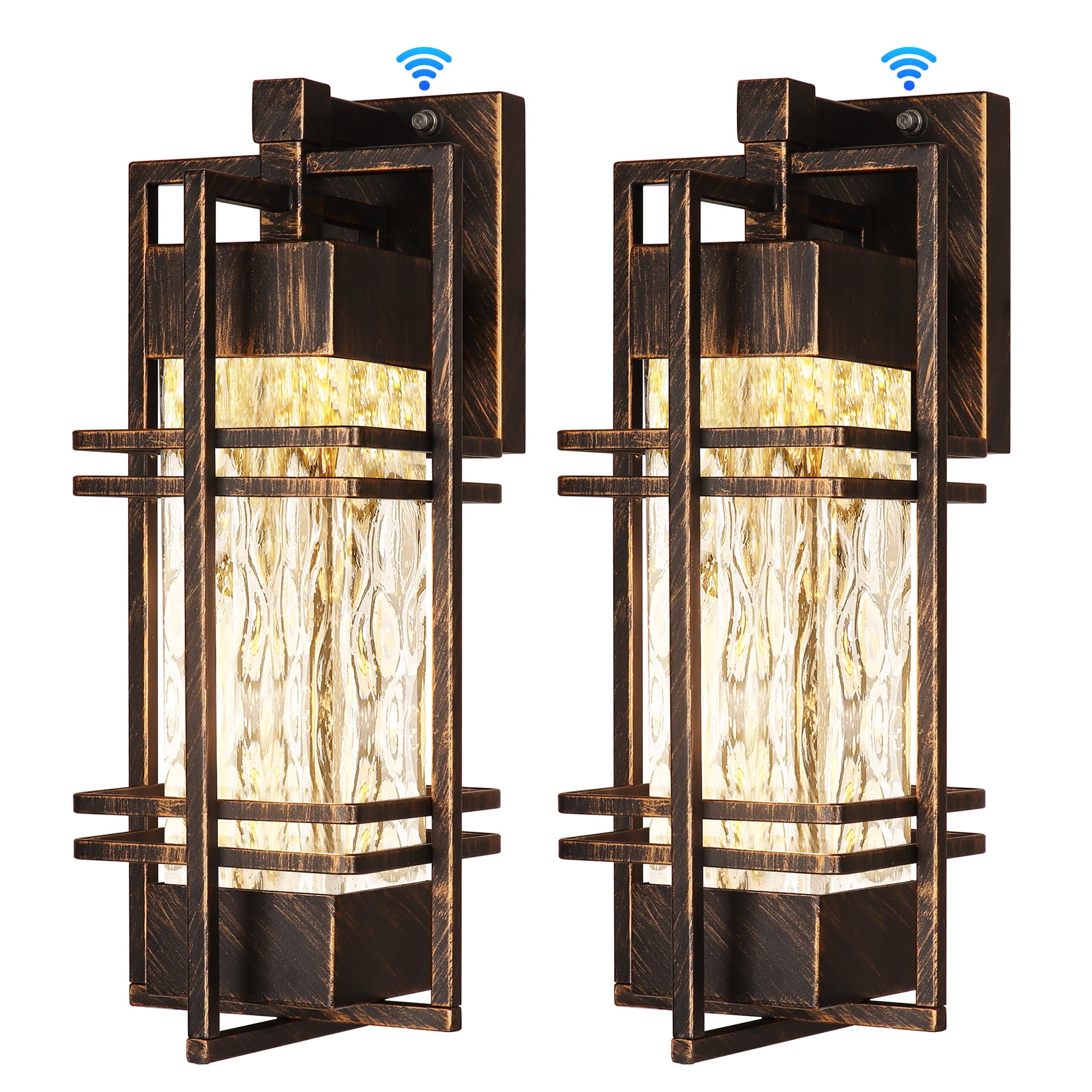 15”Dusk to Dawn Outdoor Wall Light Set of 2，Waterproof Porch Light (Bulb Included)