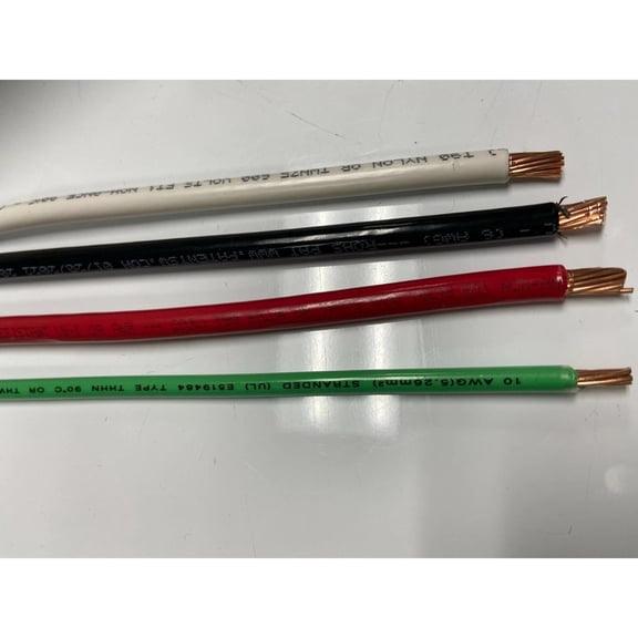 15' EA THHN THWN 6 AWG GAUGE BLACK WHITE RED COPPER WIRE + 15 10 AWG GREEN