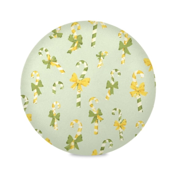 15" Ellow Green Candy Printed Round Placemats Set of 6 Heat Resistant Table Mat for Kitchen for Party Deco