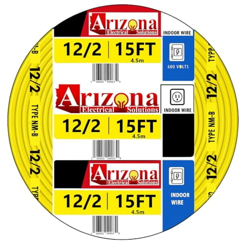 15 FEET 12/2 Type NM-B Copper. #12 AWG, 2 Conductors with Ground. Insulated Jacket Yellow$$
