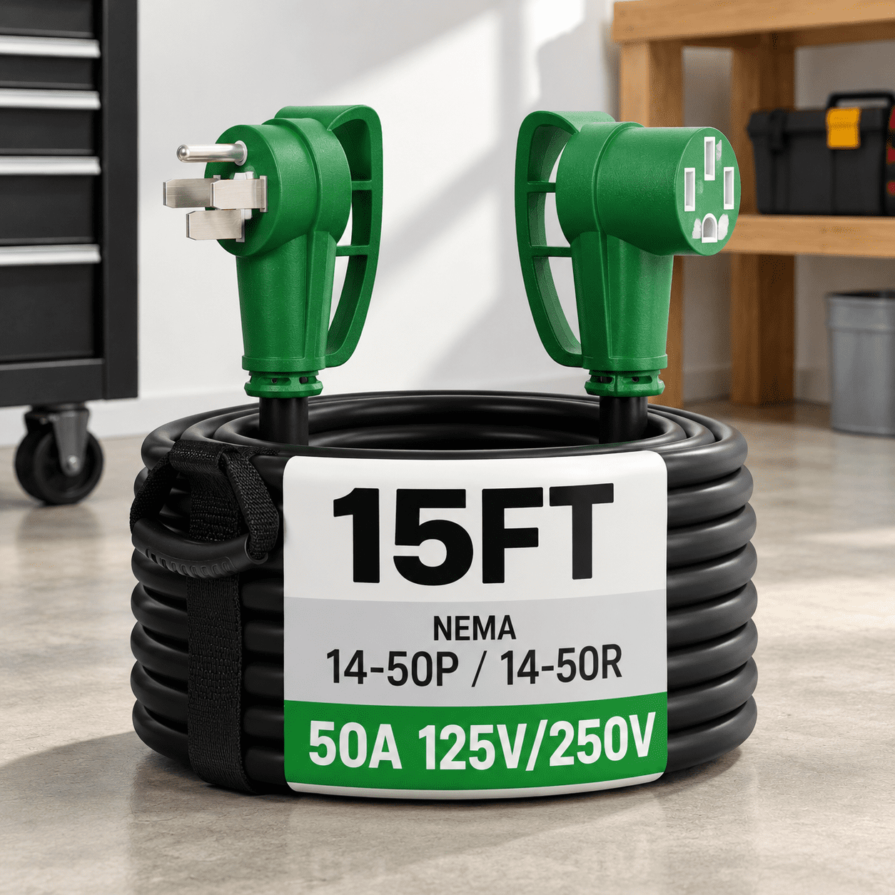 15 FT 50 AMP (14-50P/R) RV EV Extension Cord, Weatherproof Durable ...
