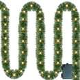 thumbnail image 1 of 15 FT Artificial Christmas Garland, Pre-Lit LED Lights Battery Operated Xmas Garland for Indoor Outdoor Door Home Stairs Holiday Decor, Warm White, 1 of 3