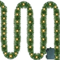 15 FT Artificial Christmas Garland with Lights - Plastic Holiday Decor for Indoor Door, Stairs and Home Decoration