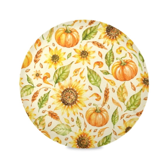 15" Fall Harvest Printed Round Placemats Set of 1 Heat Resistant Table Mat for Kitchen for Party Deco