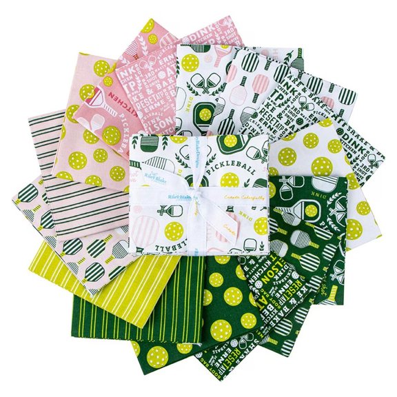 15 Fat Quarters - Assorted Pickleball Sport Fat Quarter Bundle (Single Bundle)