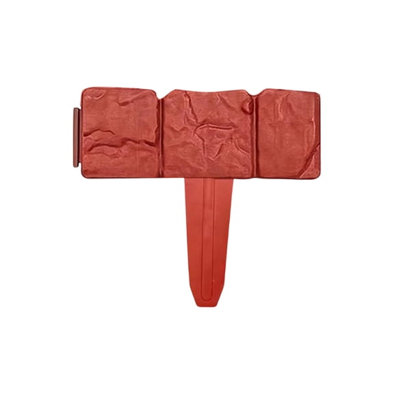 15" Faux Stone Plastic Garden Edging, Red Foldable Interlocking Landscape Border, Decorative Weather-Resistant Lawn Fence for Flower Beds, Pathways & Outdoor Landscaping