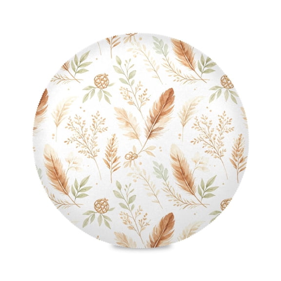 15" Feather Printed Round Placemats Set of 1 Heat Resistant Table Mat for Kitchen for Party Deco