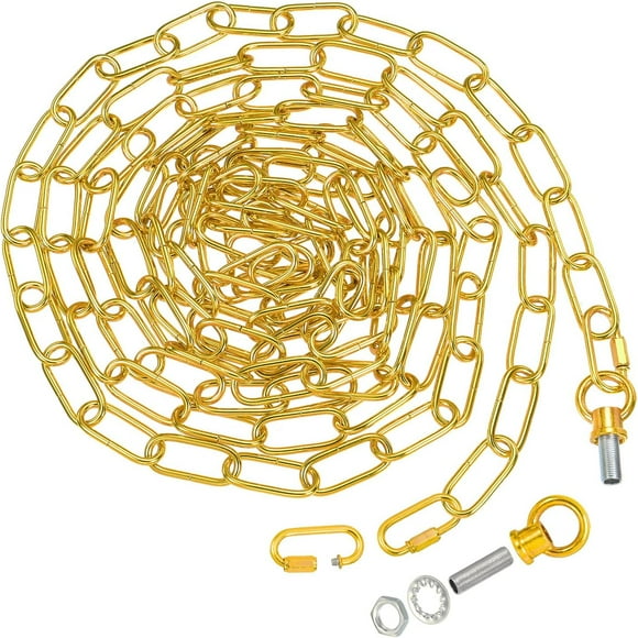 15 Feet Lighting Chain for Hanging Lamp, Chandelier Chain Light Fixture Chain Load Capacity 65 Lbs for Pendant Light, Ceiling Fan, Gold