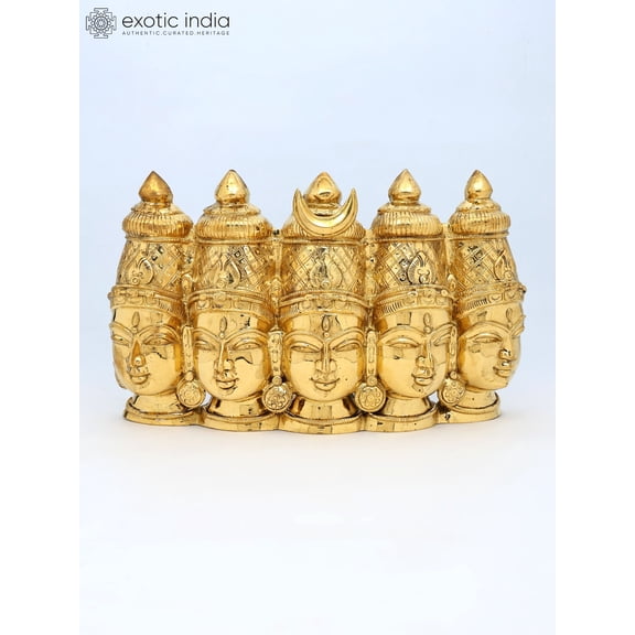 15" Five Headed Goddess Gayatri Wall Hanging | Bronze Statue