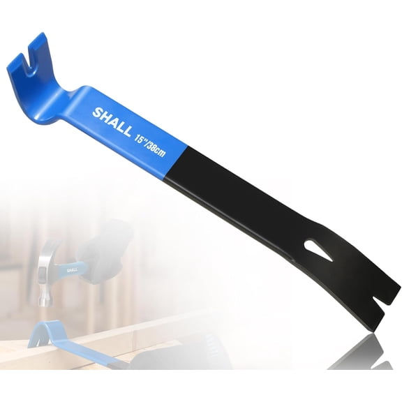 15'' Flat Pry Bar, Heavy-Duty Nail Puller Crowbar, High-Carbon Steel Utility Claw Bar, Wonder Bar, Corrosion Resistant Nail Remover Pry Tool for Baseboard Removal, Home Remolding & Woodworking