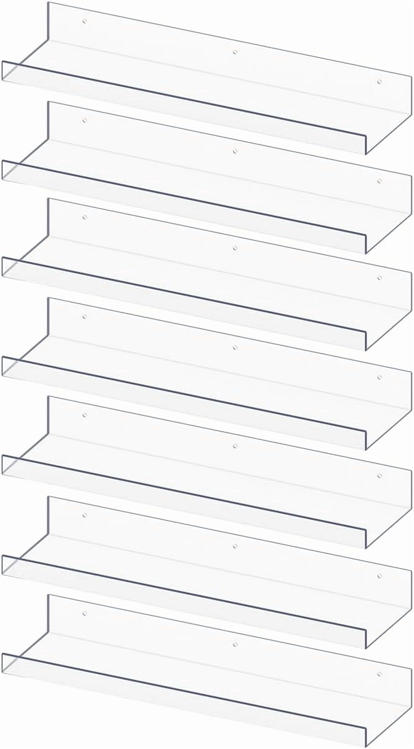 15" Floating Wall Shelves For Bedroom, 7 Pack Acrylic Shelves, Living