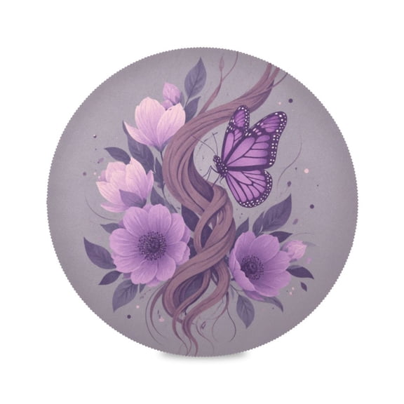 15" Floral Art Printed Round Placemats Set of 1 Heat Resistant Table Mat for Kitchen for Party Deco